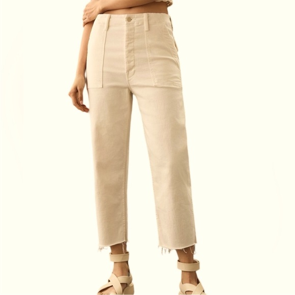 Mother Patch Pocket Private Ankle Fray Jeans in Cream Puffs - Picture 3 of 11